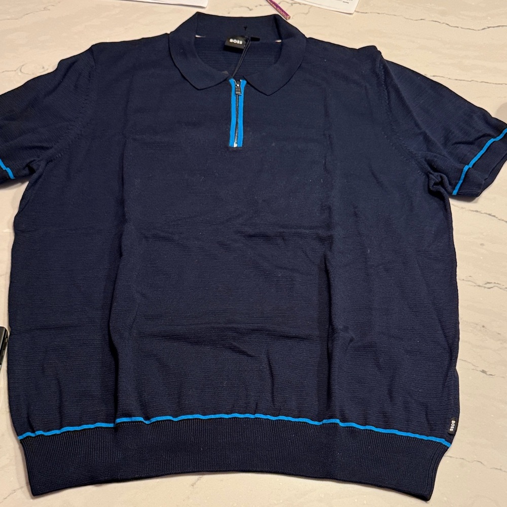 BOSS Navy Polo Shirt with Blue Accents